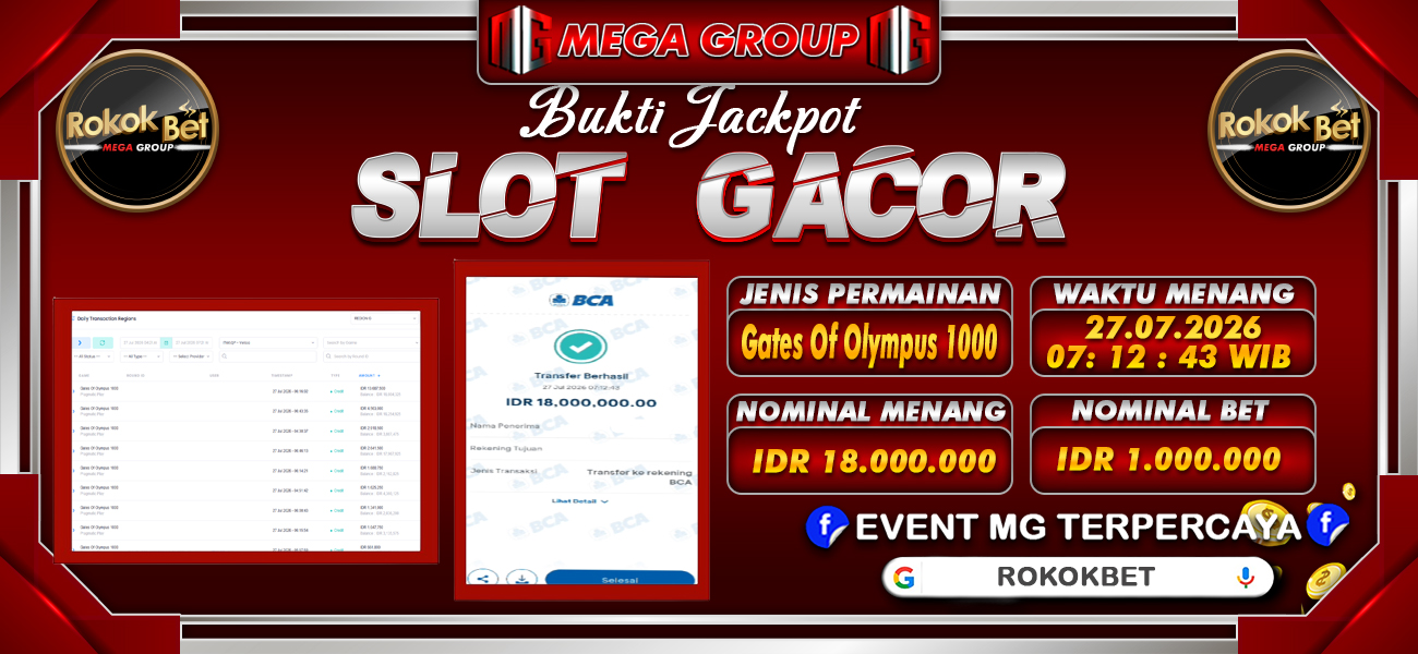 Bukti JP situs Rokokbet hari Senin, 27 Juli 2026