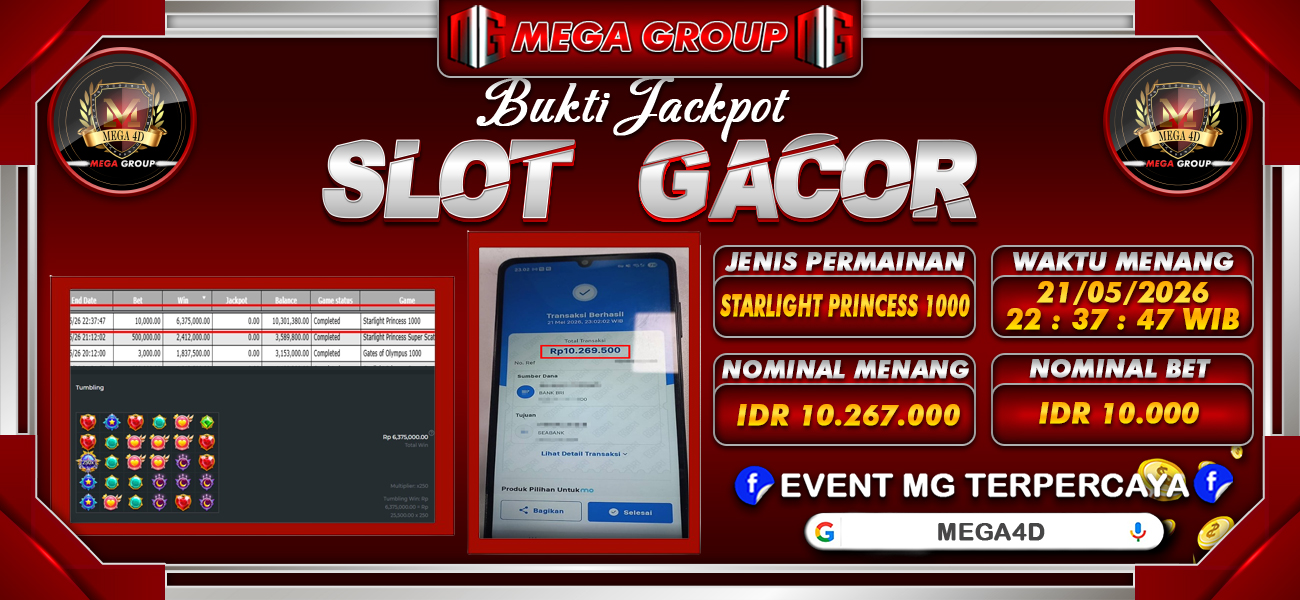 Bukti JP situs Mega4D hari Jumat, 22 Mei 2026