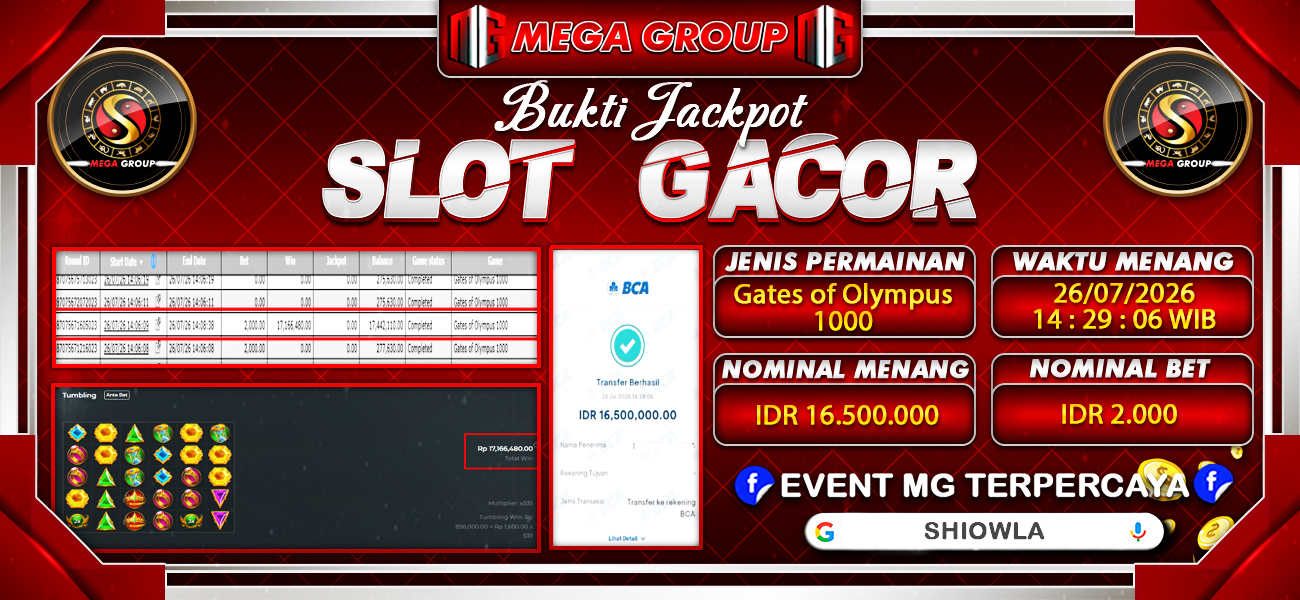 Bukti JP situs Shiowla hari Minggu, 26 Juli 2026