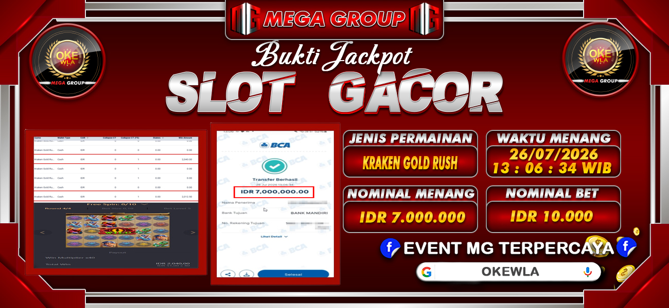 Bukti JP situs Okewla hari Minggu, 26 Juli 2026