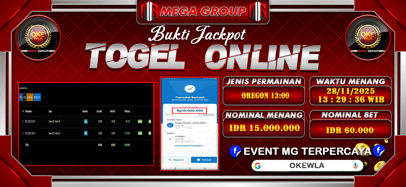 Bukti JP situs Okewla hari Jumat, 28 November 2025